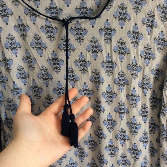 BOHO/Hippie Blue Patterned Dress - Picture 8 of 12